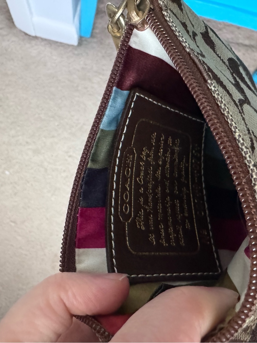 Coach Signature Canvas and Leather Wristlet in Brown - Picture 3 of 4